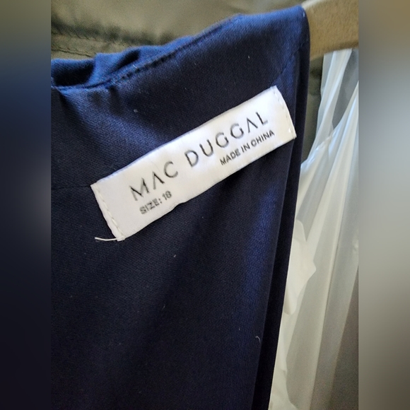 Mac Duggal Navy Blue Crystal Belt Jersey Gown 18 - Picture 15 of 16